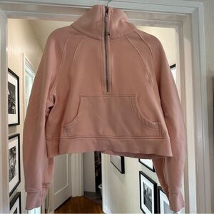 Lululemon Athletica Pink Half-Zip Cropped Scuba Hoodie
